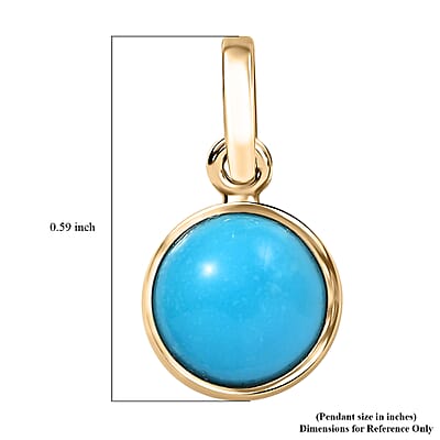 Luxoro Premium Sleeping Beauty Turquoise 1.10 ctw Pendant in 10K Yellow Gold