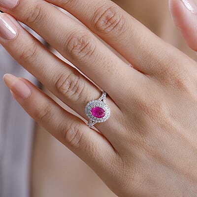 Luxoro 10K Rose Gold Premium Mozambique Pink Sapphire, Diamond (G-H, I2) (0.35 cts) Ring (Size 10.0) 1.35 ctw