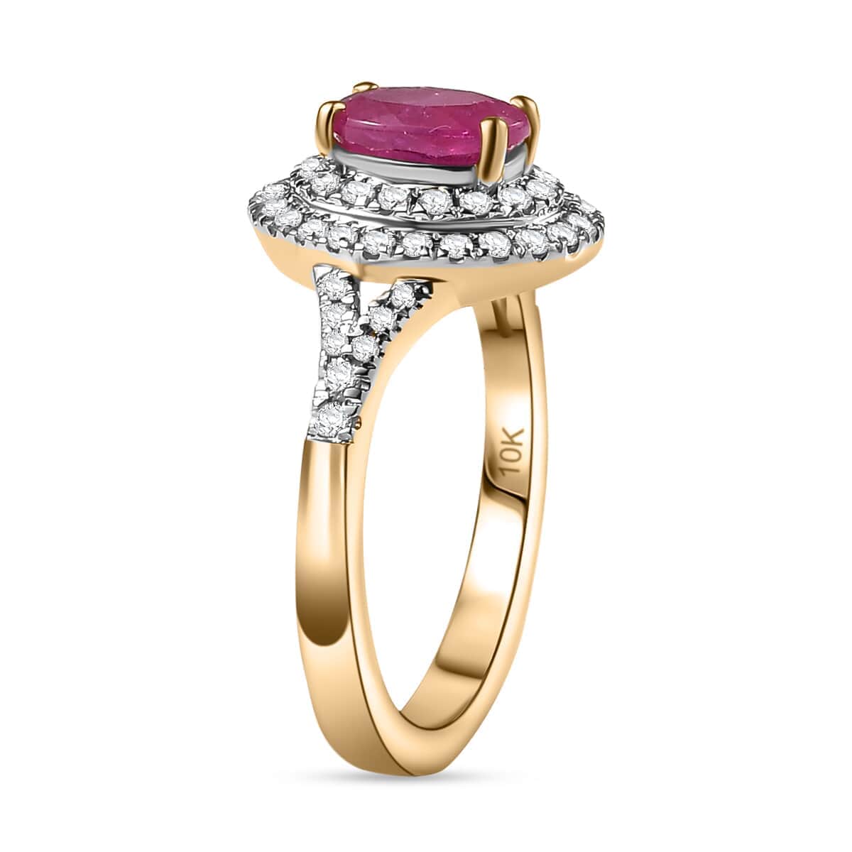 Luxoro 10K Rose Gold Premium Mozambique Pink Sapphire, Diamond (G-H, I2) (0.35 cts) Ring (Size 10.0) 1.35 ctw image number 3