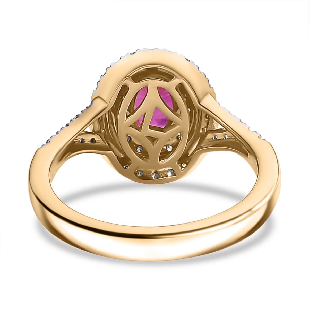 Luxoro 10K Rose Gold Premium Mozambique Pink Sapphire, Diamond (G-H, I2) (0.35 cts) Ring (Size 10.0) 1.35 ctw image number 4