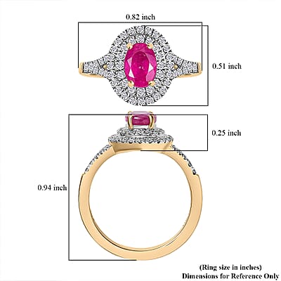 Luxoro Premium Mozambique Pink Sapphire and G-H I2 Diamond 1.35 ctw Double Halo Ring in 10K Rose Gold (Size 7.0)