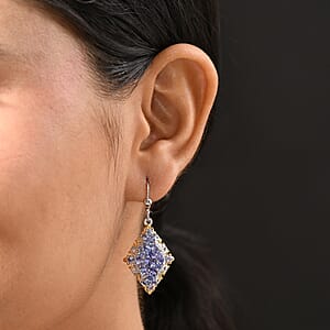 D'Joy Tanzanite 3.85 ctw Art Nouveau Earrings in 18K Vermeil YG and Rhodium Over Sterling Silver