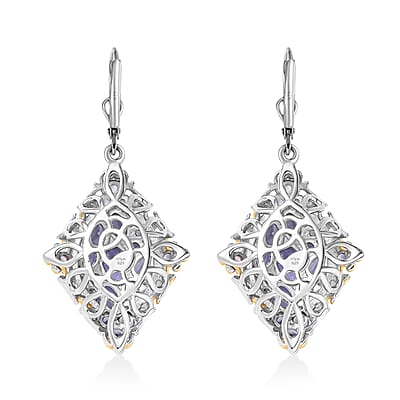 D'Joy Tanzanite 3.85 ctw Art Nouveau Earrings in 18K Vermeil YG and Rhodium Over Sterling Silver