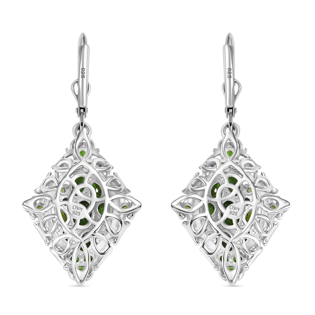 D'Joy Chrome Diopside 4.35 ctw Art Nouveau Earrings in 18K Vermeil YG and Rhodium Over Sterling Silver image number 4