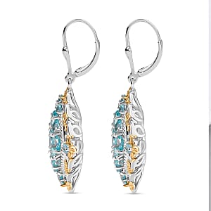 D'Joy Betroka Blue Apatite 4.90 ctw Art Nouveau Earrings in 18K Vermeil YG and Rhodium Over Sterling Silver