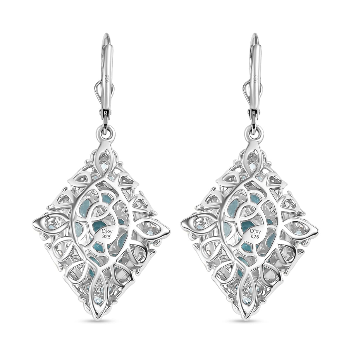 D'Joy Betroka Blue Apatite 4.90 ctw Art Nouveau Earrings in 18K Vermeil YG and Rhodium Over Sterling Silver image number 4