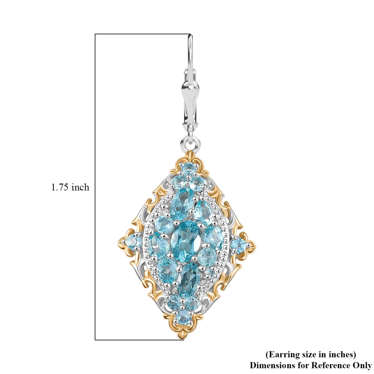 D'Joy Betroka Blue Apatite 4.90 ctw Art Nouveau Earrings in 18K Vermeil YG and Rhodium Over Sterling Silver image number 5