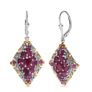 D'Joy Niassa Ruby (FF) 5.85 ctw Art Nouveau Earrings in 18K Vermeil YG and Rhodium Over Sterling Silver