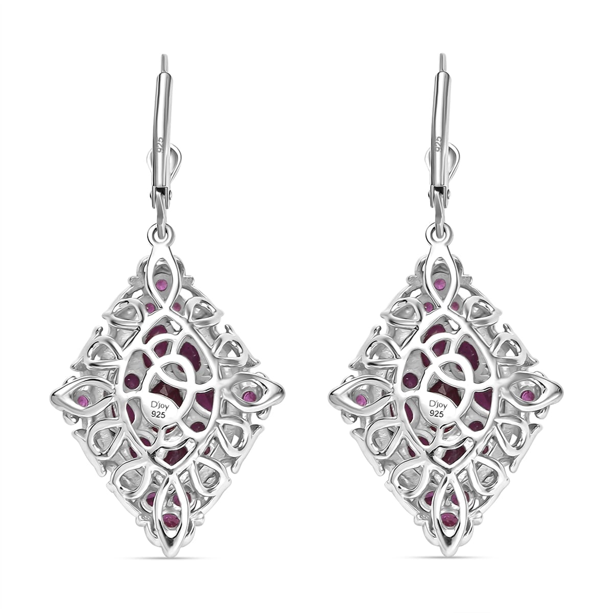 D'Joy Niassa Ruby (FF) 5.85 ctw Art Nouveau Earrings in 18K Vermeil YG and Rhodium Over Sterling Silver image number 5