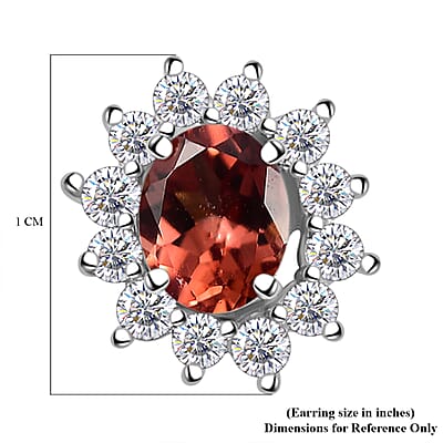 Tanzanian Blush Garnet and White Zircon 1.40 ctw Sunburst Earrings in Rhodium Over Sterling Silver