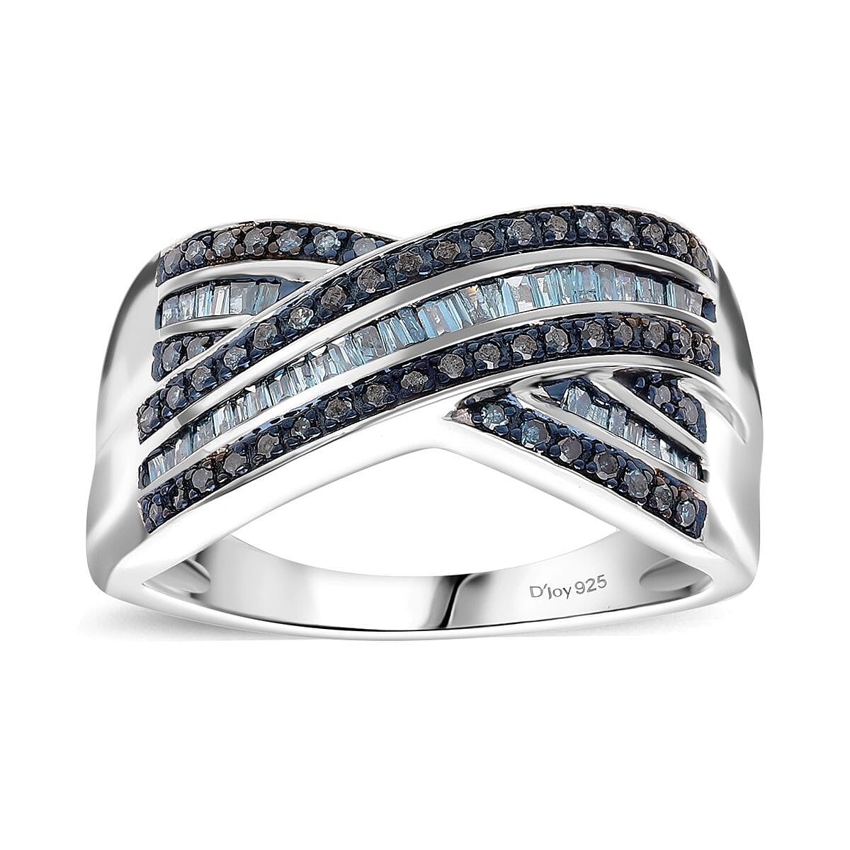 Blue Diamond 0.50 ctw Bridge Over Ring in Platinum Over Sterling Silver (Size 7.0) image number 0