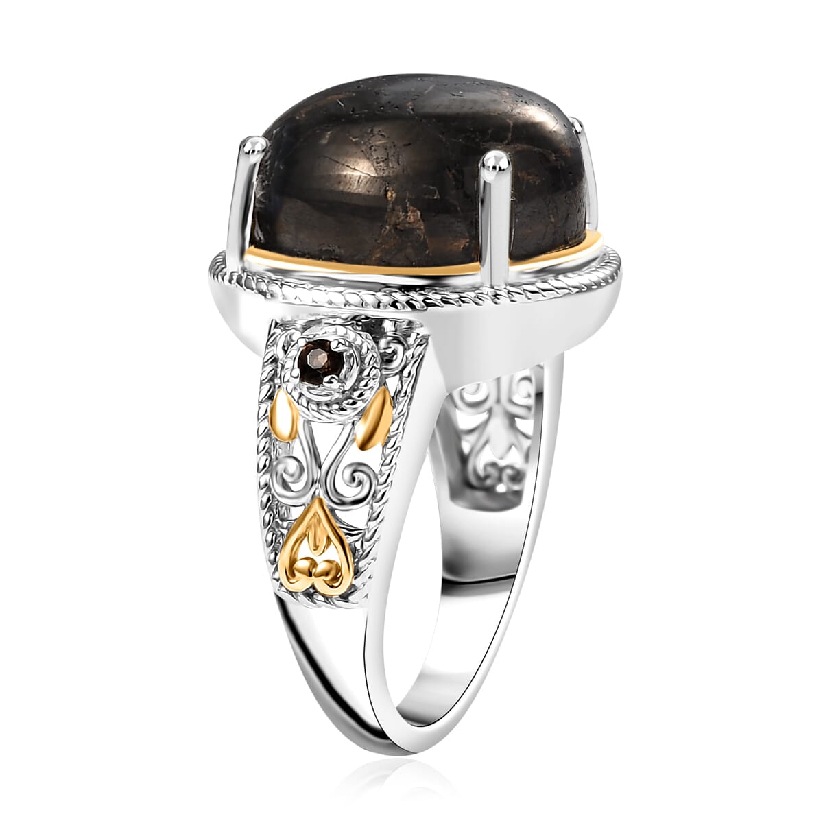 Buy Matrix Silver Shungite and Smoky Quartz 15.10 ctw Ring