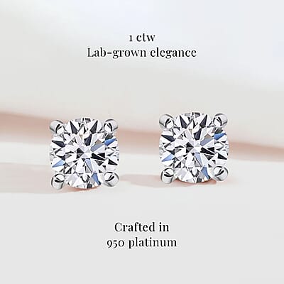 Luxuriant Lab Grown Diamond G VS 1.00 ctw Solitaire Stud Earrings in 950 Platinum