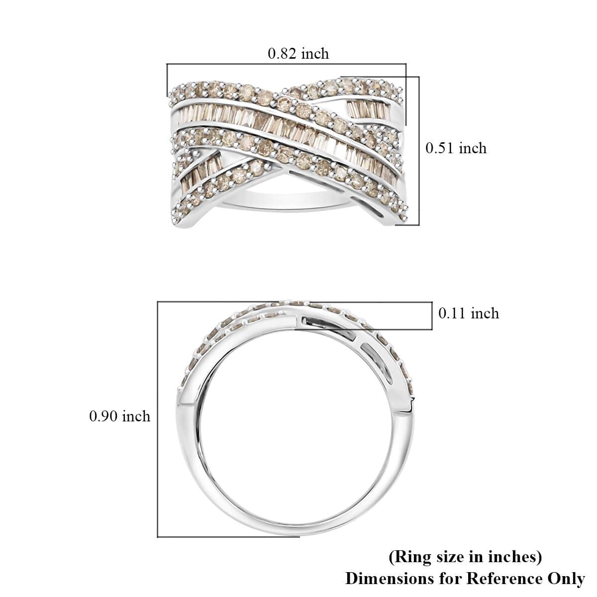 Diamond 1.35 ctw Ring in 10K White Gold (Size 7.0) 4.10 Grams image number 4