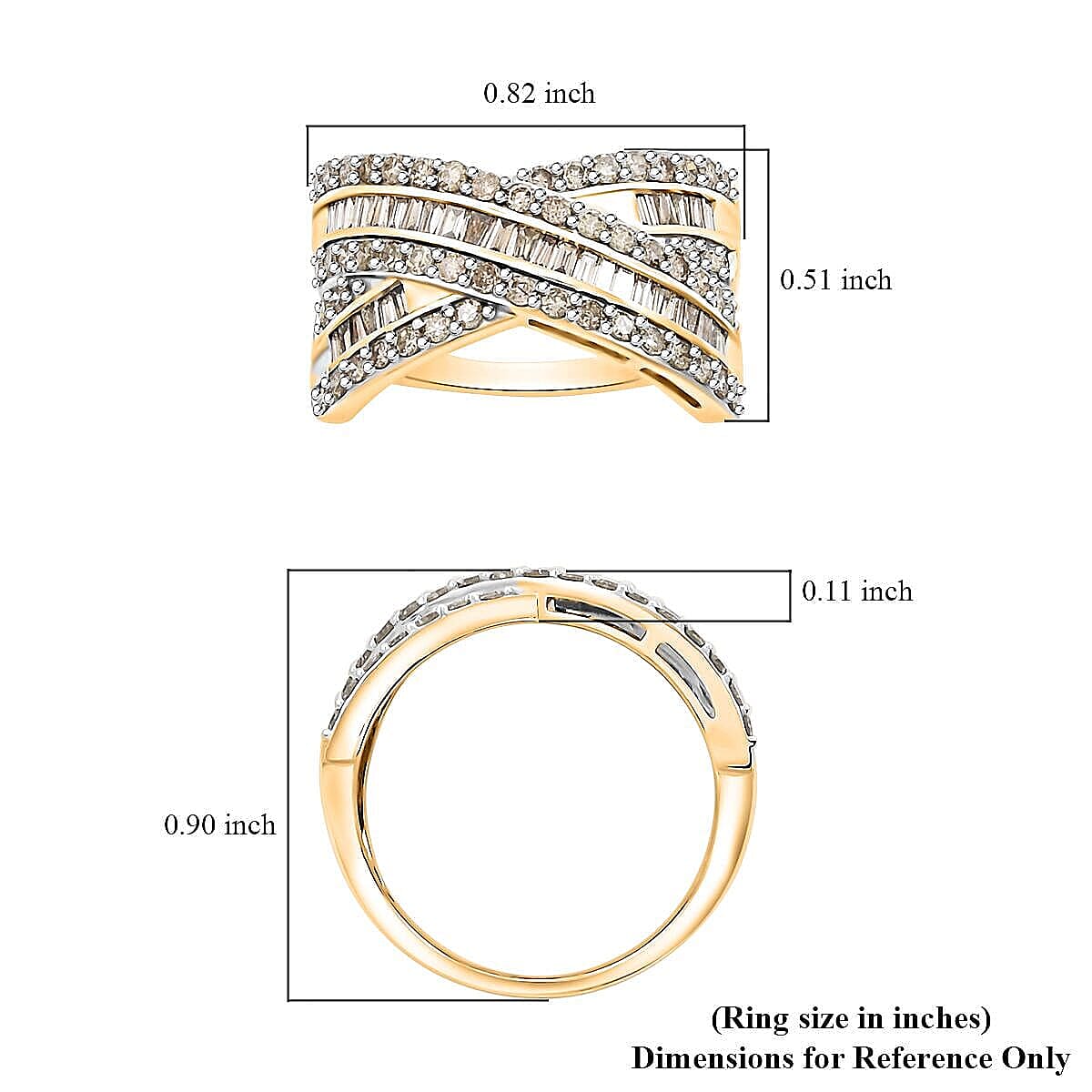 Diamond 1.35 ctw Ring in 10K Yellow Gold (Size 8.5) 4.10 Grams image number 4
