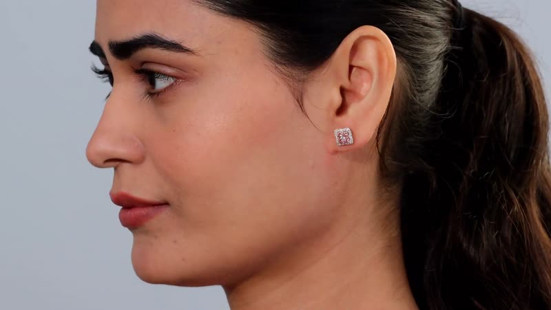 Tanzanian Blush Garnet and White Zircon 1.15 ctw Petal Sparkle Earrings in 18K Vermeil Rose Gold Over Sterling Silver