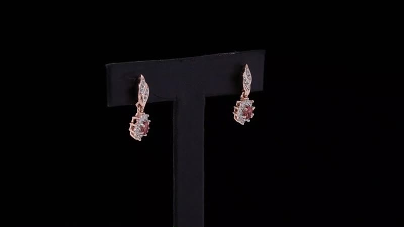 D'Joy Tanzanian Blush Garnet and White Zircon 0.90 ctw Sunburst Earrings in 18K Vermeil Rose Gold Over Sterling Silver