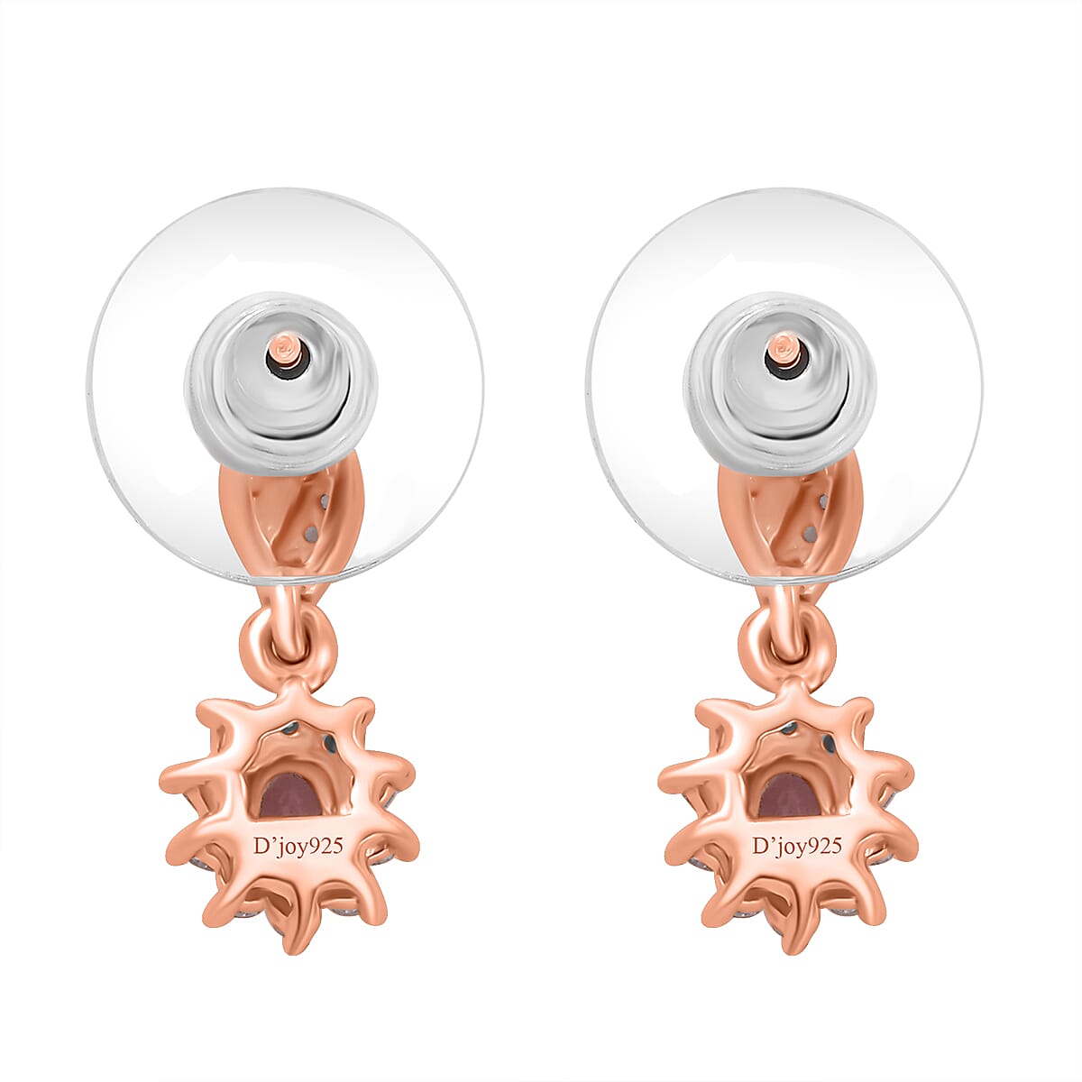 D'Joy Tanzanian Blush Garnet and White Zircon 0.90 ctw Sunburst Earrings in 18K Vermeil Rose Gold Over Sterling Silver