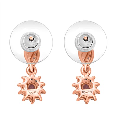 D'Joy Tanzanian Blush Garnet and White Zircon 0.90 ctw Sunburst Earrings in 18K Vermeil Rose Gold Over Sterling Silver