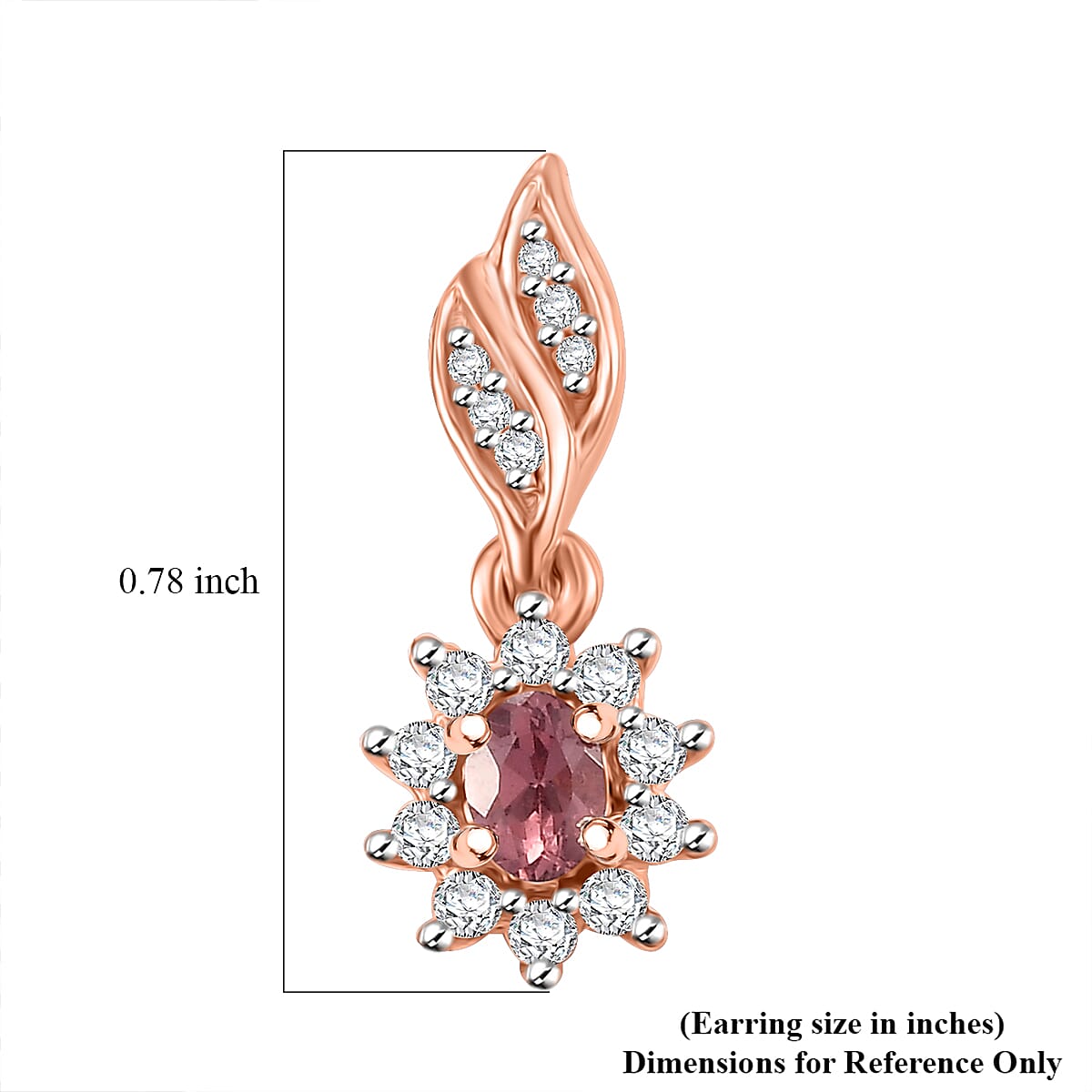 D'Joy Tanzanian Blush Garnet and White Zircon 0.90 ctw Sunburst Earrings in 18K Vermeil Rose Gold Over Sterling Silver