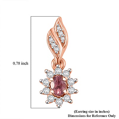 D'Joy Tanzanian Blush Garnet and White Zircon 0.90 ctw Sunburst Earrings in 18K Vermeil Rose Gold Over Sterling Silver