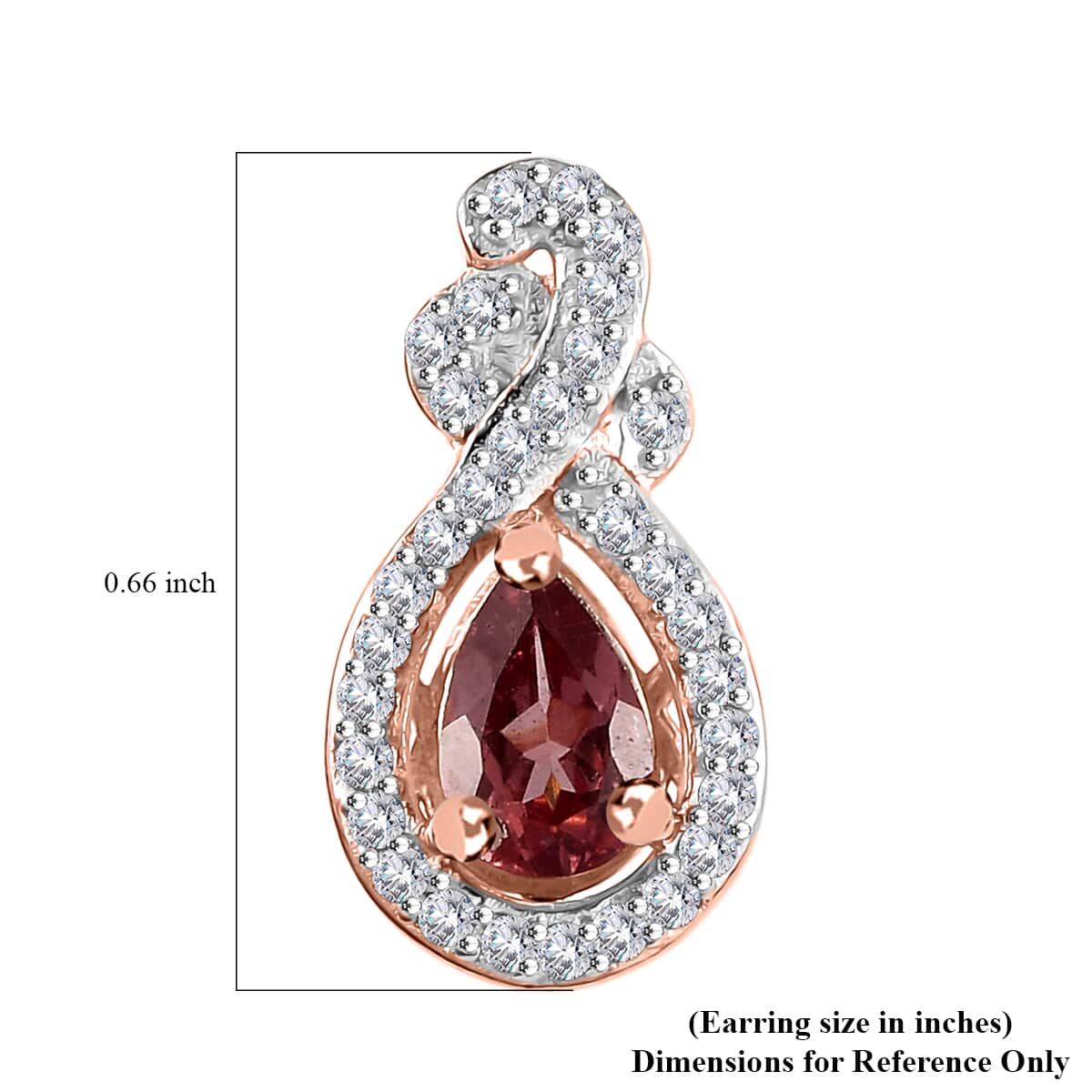 Tanzanian Blush Garnet and White Zircon 1.40 ctw Tear Drop Earrings in 18K Vermeil Rose Gold Over Sterling Silver image number 4