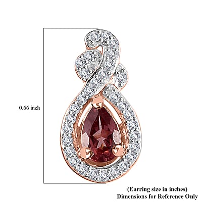 D'Joy Tanzanian Blush Garnet and White Zircon 1.40 ctw Tear Drop Earrings in 18K Vermeil Rose Gold Over Sterling Silver