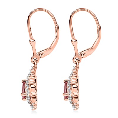 D'Joy Tanzanian Blush Garnet and White Zircon 1.50 ctw Lever Back Earrings in 18K Vermeil Rose Gold Over Sterling Silver