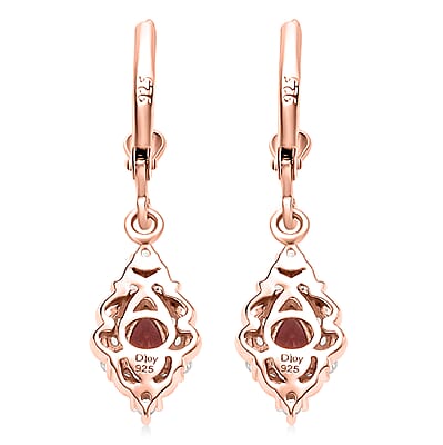 D'Joy Tanzanian Blush Garnet and White Zircon 1.50 ctw Lever Back Earrings in 18K Vermeil Rose Gold Over Sterling Silver
