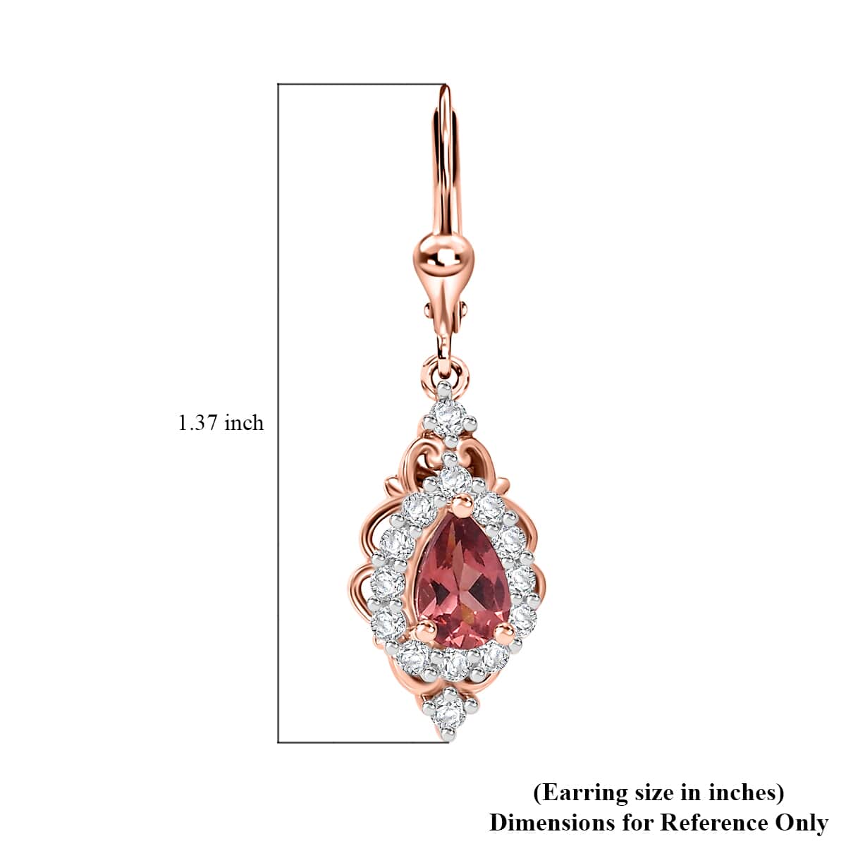 Tanzanian Blush Garnet and White Zircon 1.50 ctw Lever Back Earrings in 18K Vermeil Rose Gold Over Sterling Silver image number 5