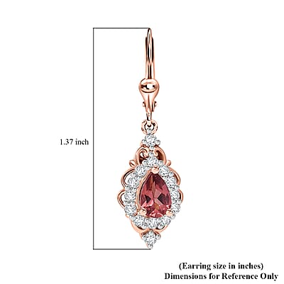 D'Joy Tanzanian Blush Garnet and White Zircon 1.50 ctw Lever Back Earrings in 18K Vermeil Rose Gold Over Sterling Silver