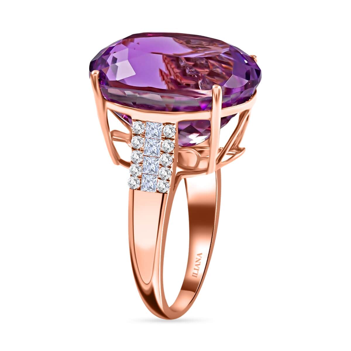 One Of A Kind Certified & Appraised Iliana AAA Patroke Kunzite and G-H SI Diamond 23.20 ctw Ring in 18K Rose Gold (Size 6.0) 5.05 Grams image number 3