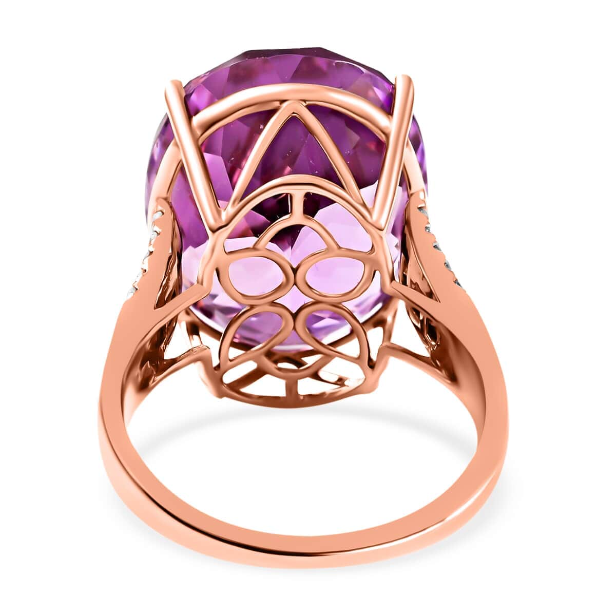 One Of A Kind Certified & Appraised Iliana AAA Patroke Kunzite and G-H SI Diamond 23.20 ctw Ring in 18K Rose Gold (Size 6.0) 5.05 Grams image number 4