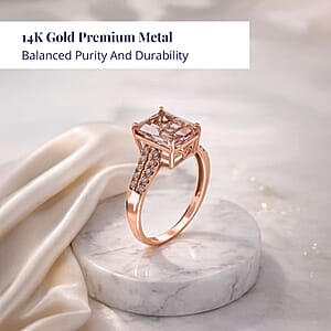 Luxoro AAA Pink Morganite and G-H I2 Diamond 3.15 ctw Ring in 14K Rose Gold (Size 5.0)