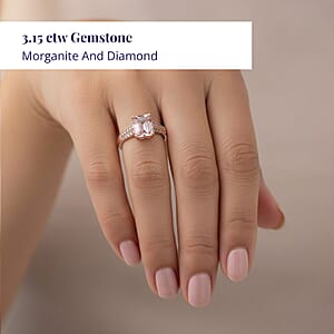 Luxoro AAA Pink Morganite and G-H I2 Diamond 3.15 ctw Ring in 14K Rose Gold (Size 5.5)
