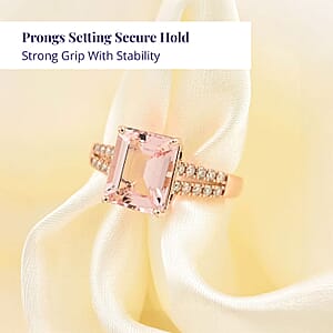 Luxoro AAA Pink Morganite and G-H I2 Diamond 3.15 ctw Ring in 14K Rose Gold (Size 5.5)