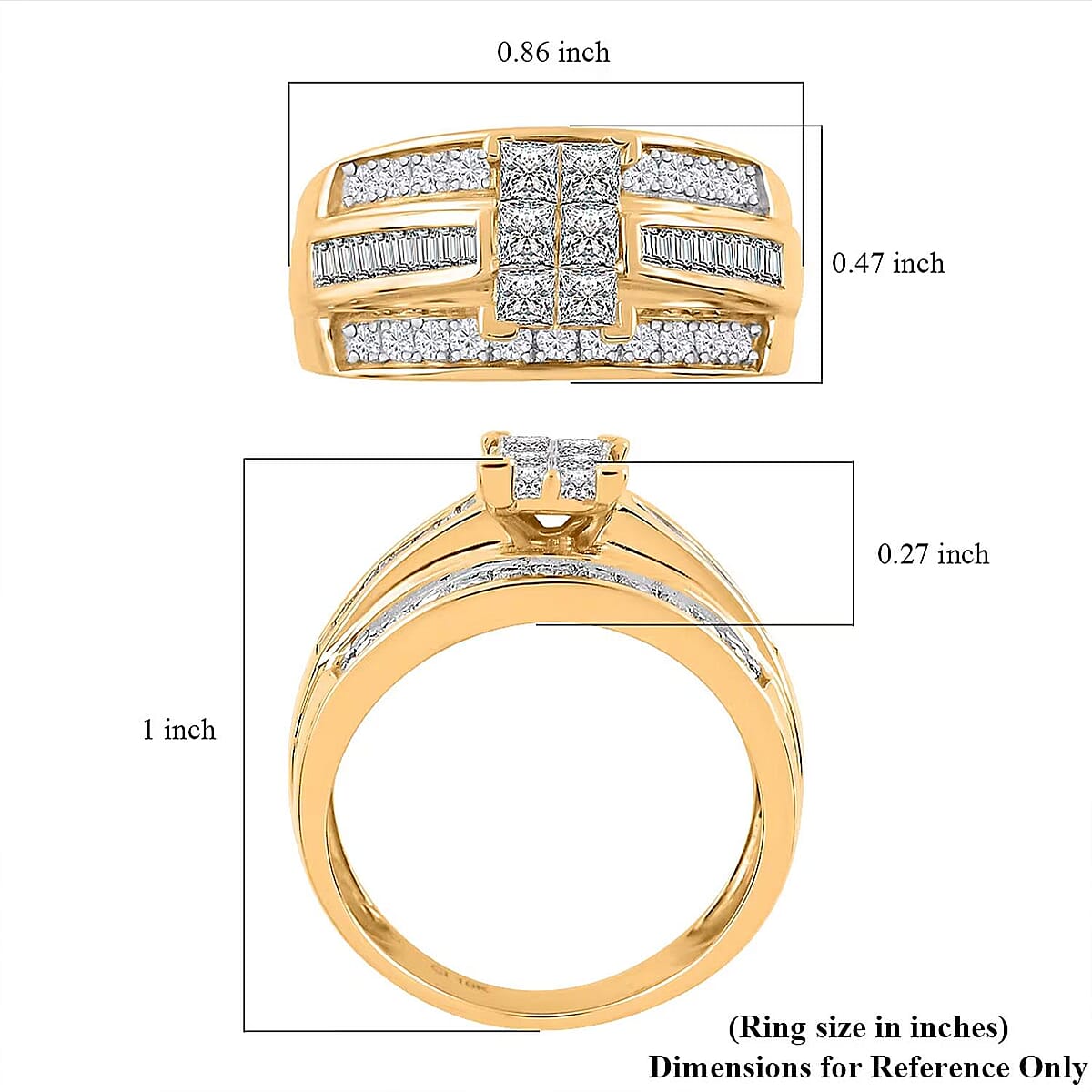 Diamond SI3-G 1.00 ctw Ring in 10K Yellow Gold (Size 5.5) 4.40 Grams image number 6