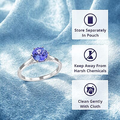 Certified & Appraised Luxoro AAA Tanzanite and G-H I2 Diamond 2.75 ctw Ring in 14K White Gold (Size 5.0) 3.20 Grams