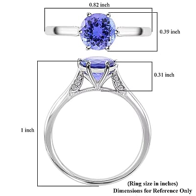 Certified & Appraised Luxoro AAA Tanzanite and G-H I2 Diamond 2.75 ctw Ring in 14K White Gold (Size 5.0) 3.20 Grams