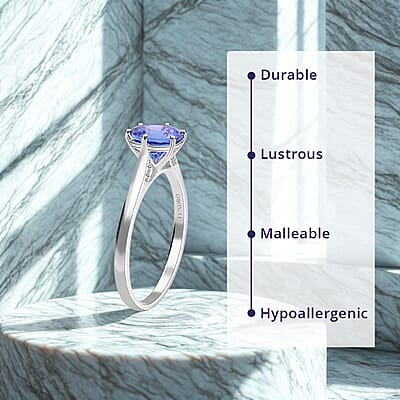 Certified & Appraised Luxoro AAA Tanzanite and G-H I2 Diamond 2.75 ctw Ring in 14K White Gold (Size 11.0) 3.20 Grams