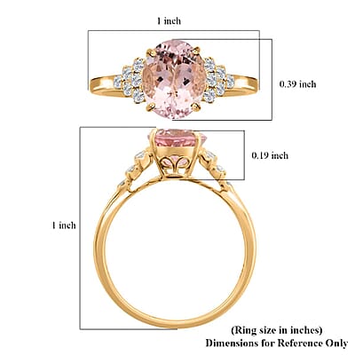 Luxoro AAA Palmeiras Pink Morganite and G-H I2 Diamond 2.75 ctw Ring in 14K Yellow Gold (Size 5.0)