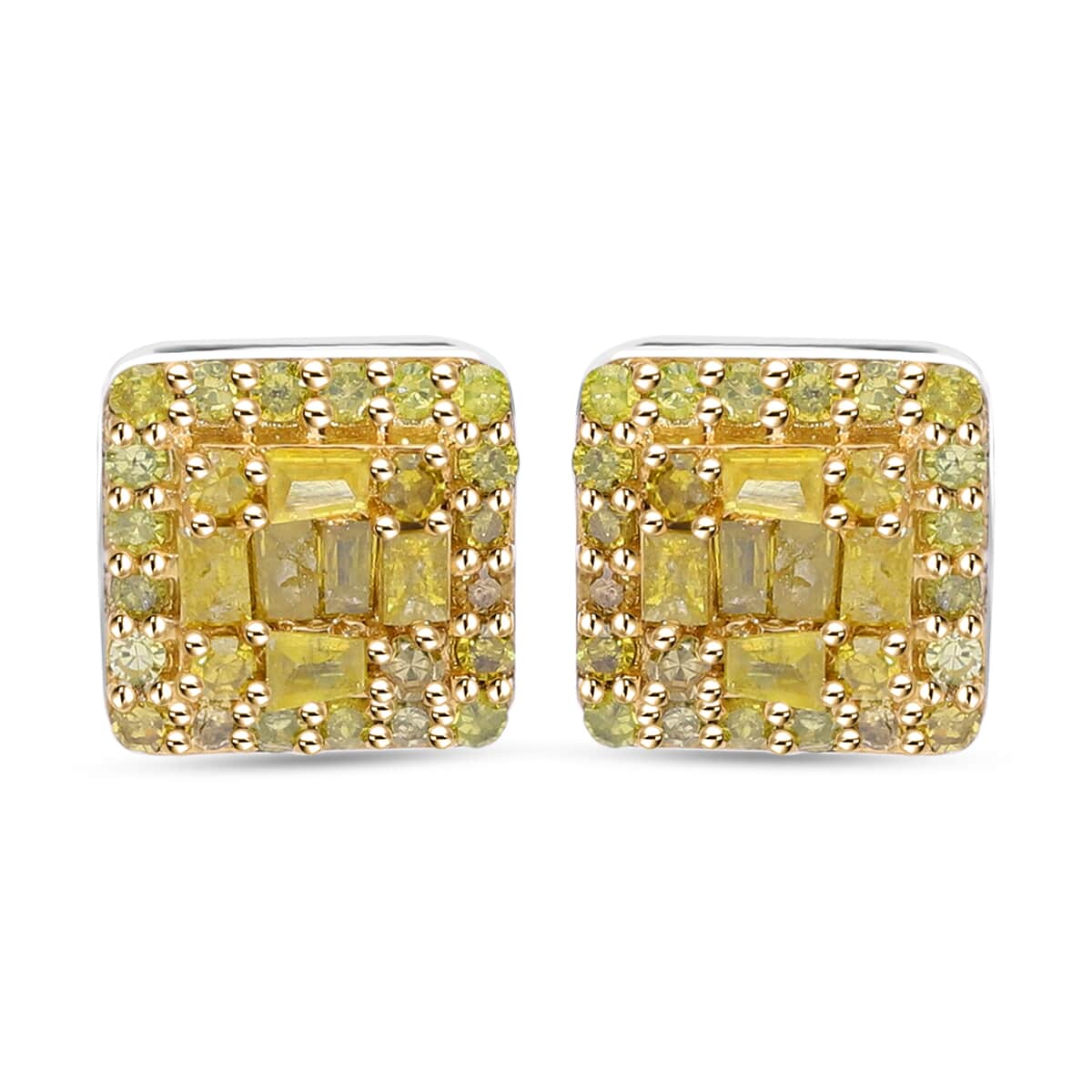 Doorbuster Yellow Diamond (IR) Earrings in Platinum Over Sterling Silver 0.33 ctw image number 0