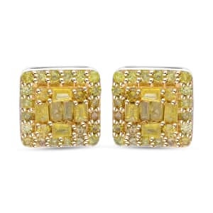 Yellow Diamond 0.33 ctw Stud Earrings in Platinum Over Sterling Silver