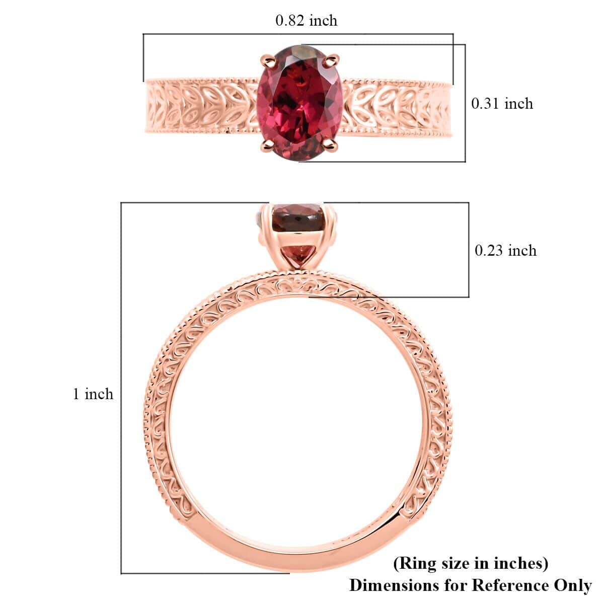 Certified & Appraised Luxoro AAA Ouro Fino Rubellite 1.05 ctw Solitaire Ring in 14K Rose Gold (Size 7.5) image number 4