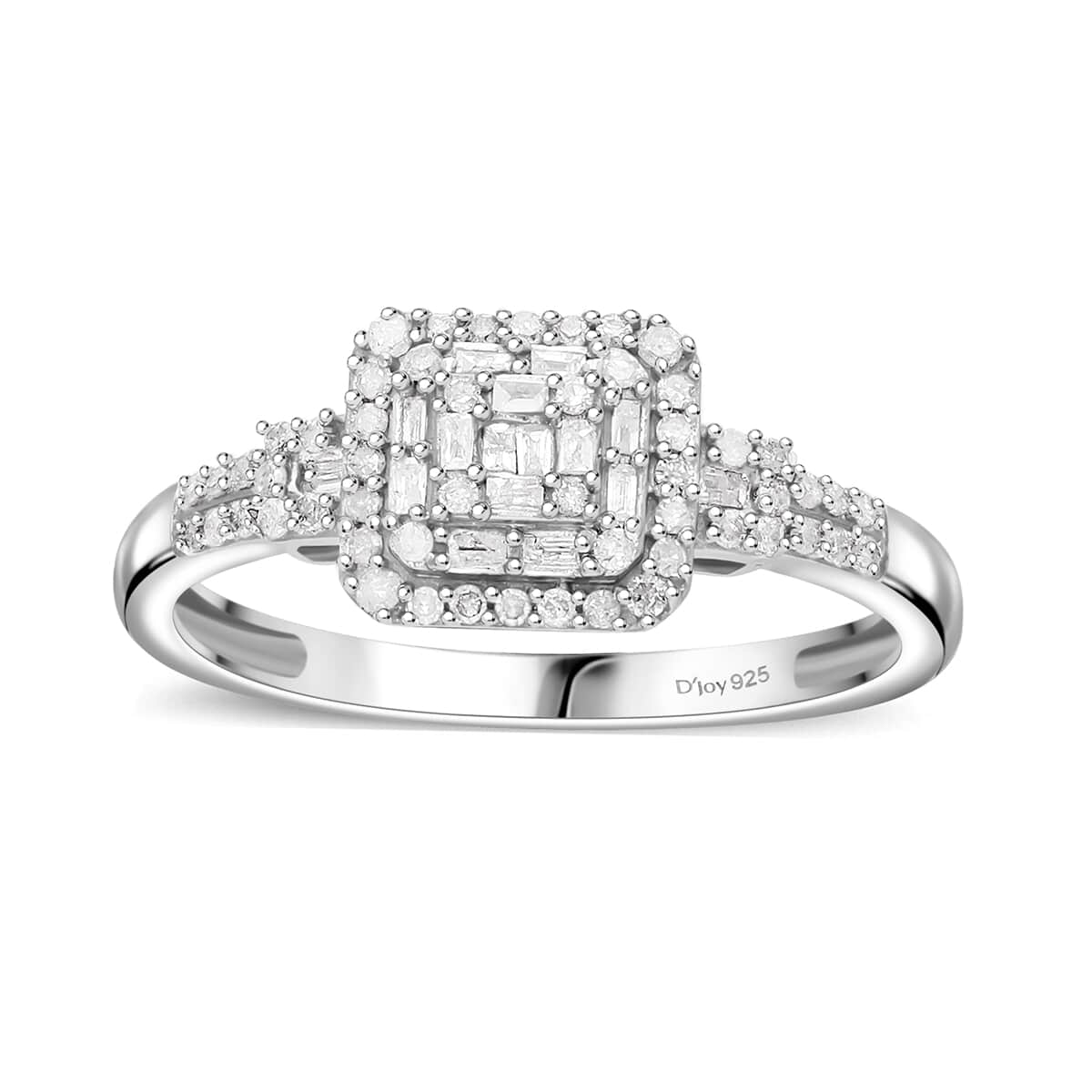 Diamond 0.33 ctw Cluster Ring in Platinum Over Sterling Silver (Size 8.0) image number 0