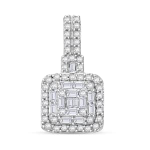 Diamond 0.33 ctw Cluster Pendant in Platinum Over Sterling Silver