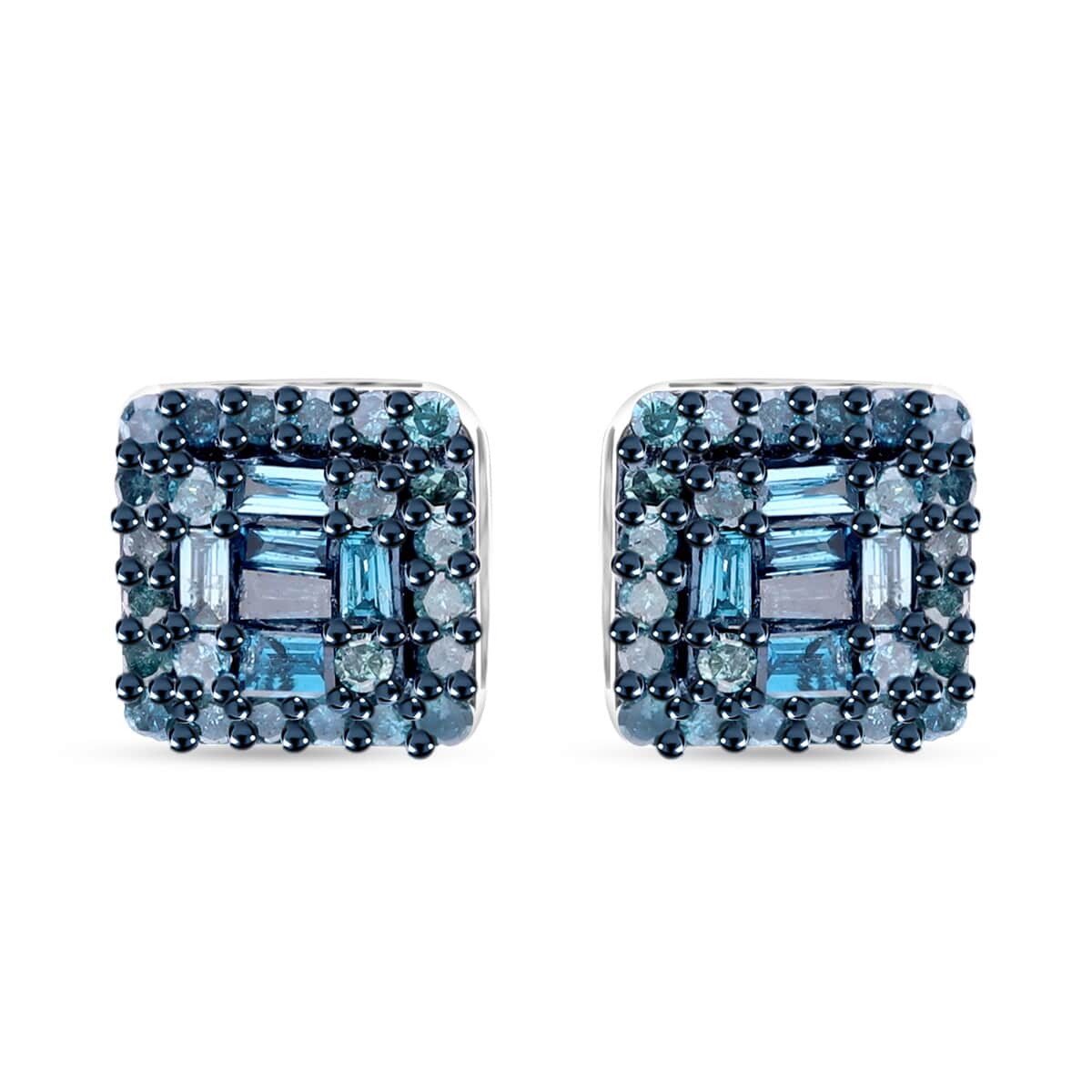 Doorbuster Blue Diamond 0.33 ctw Stud Earrings in Platinum Over Sterling Silver image number 0