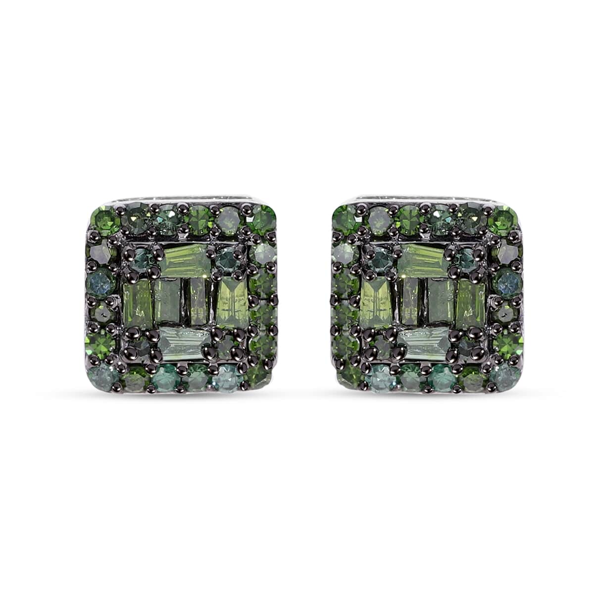 Green Diamond 0.33 ctw Stud Earrings in Platinum Over Sterling Silver image number 0