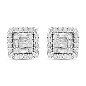 Diamond 0.33 ctw Stud Earrings in Platinum Over Sterling Silver