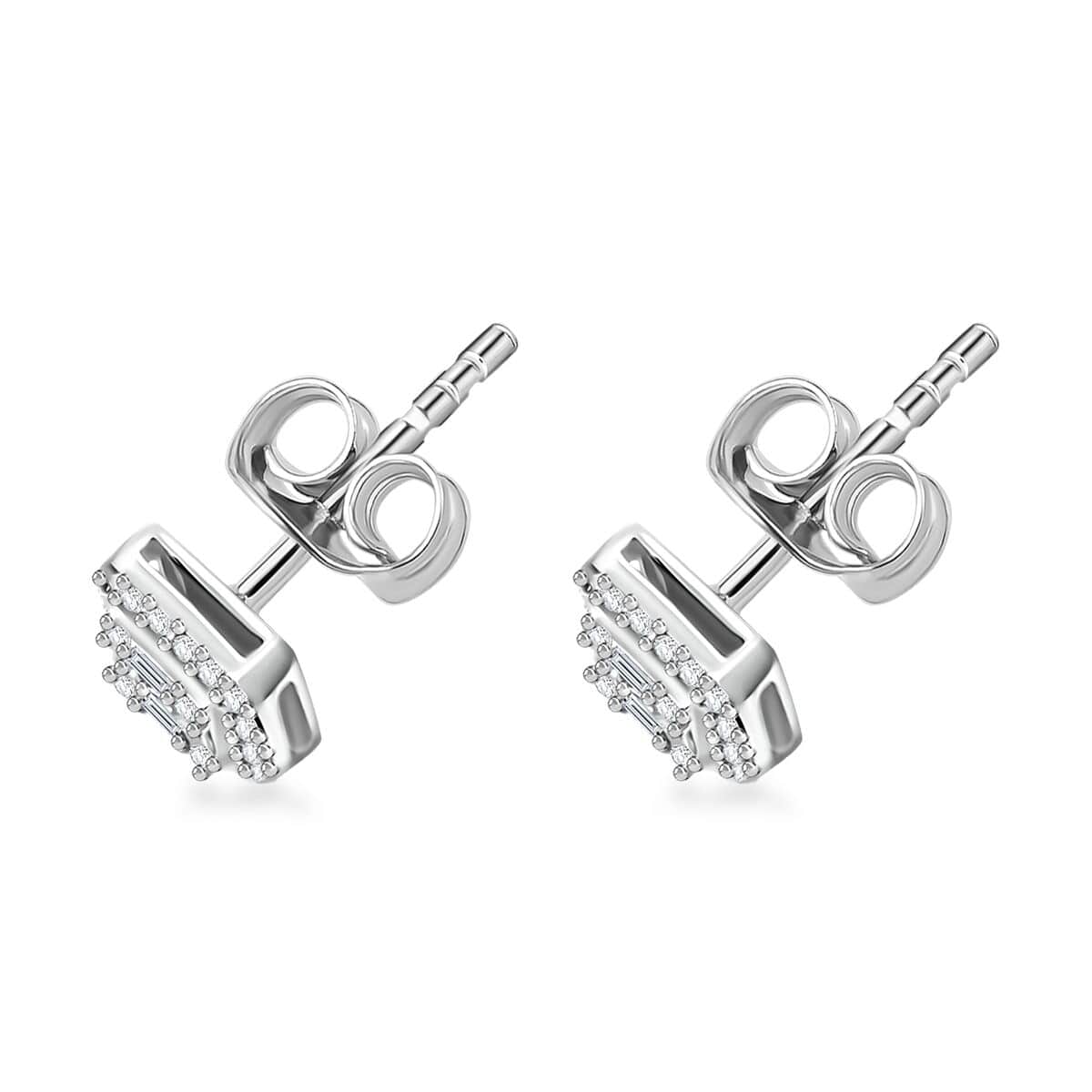 Diamond 0.33 ctw Stud Earrings in Platinum Over Sterling Silver image number 3